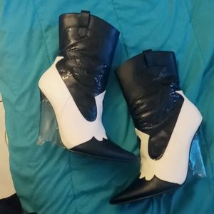 Clear heel zip up cowboy boots